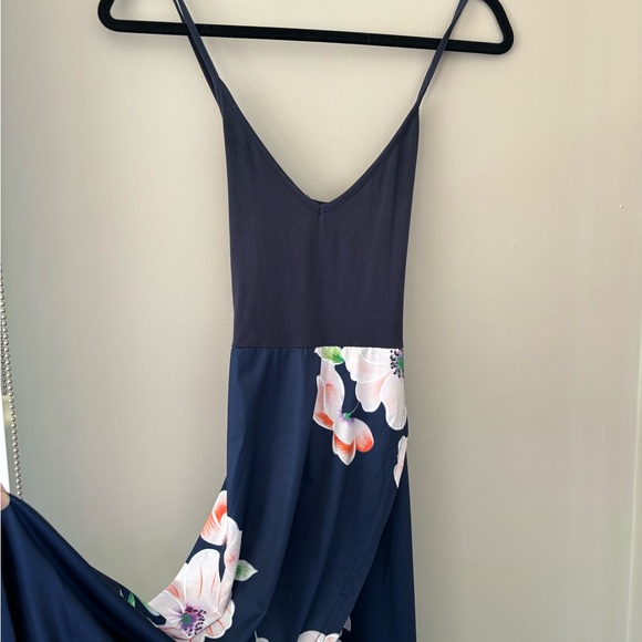 Women's V Neck Sleeveless Cas Summer Asymmetrical Patchwork Floral Maxi Dress S - Picture 4 of 4